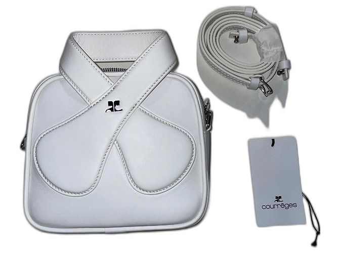 Bolsa Courreges Loop em couro branco