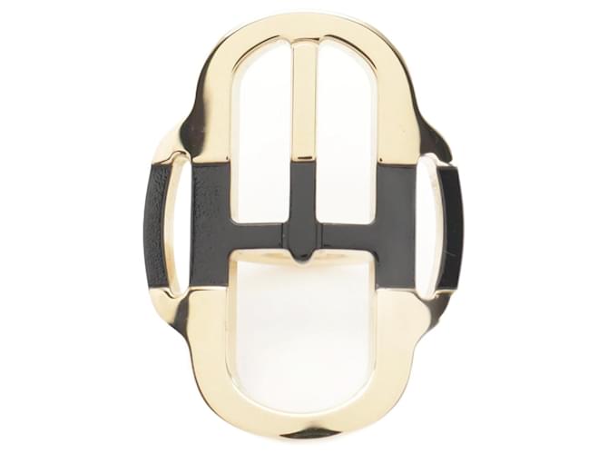 Hermès Hermes Buckle Scarf Ring in Black and Gold Golden  ref.1947810