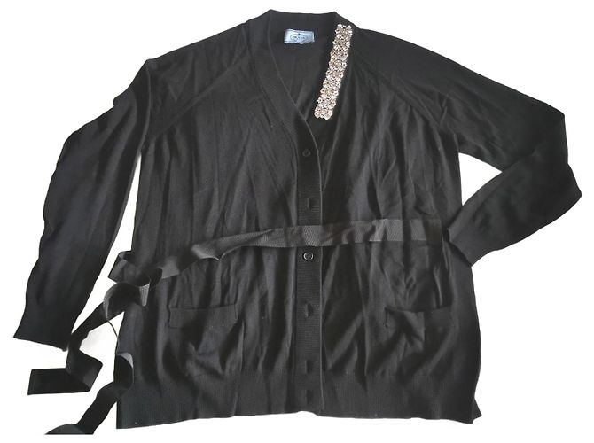 Verzierte schwarze Prada-Cardigan IT38