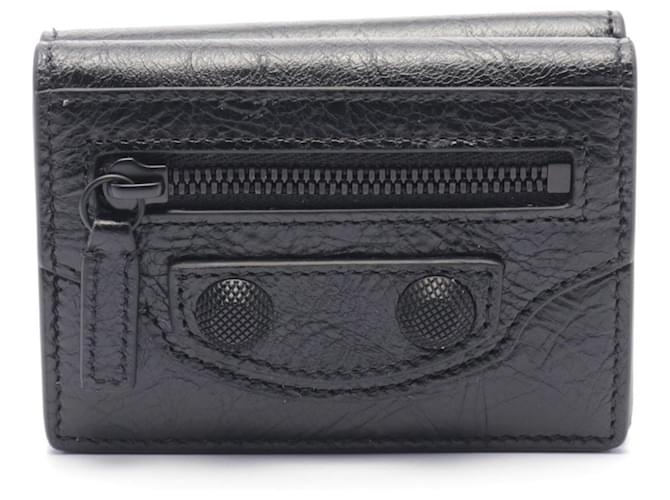 Everyday Balenciaga Cag Mini Wallet Black Leather  ref.1948382
