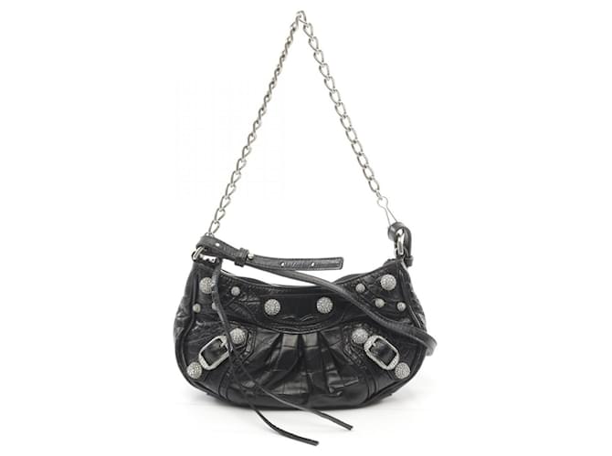 Balenciaga Le Cagole Mini BB Handbag Black Leather  ref.1948517