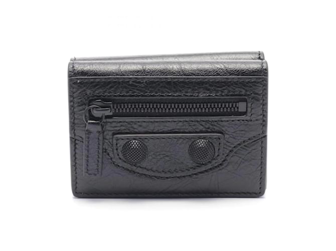 Everyday Balenciaga Cag Mini Wallet Black Leather  ref.1949027