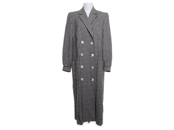 Céline Vintage Schwarz-Weiß Mantel 100% Wolle CELINE Perfekter Zustand