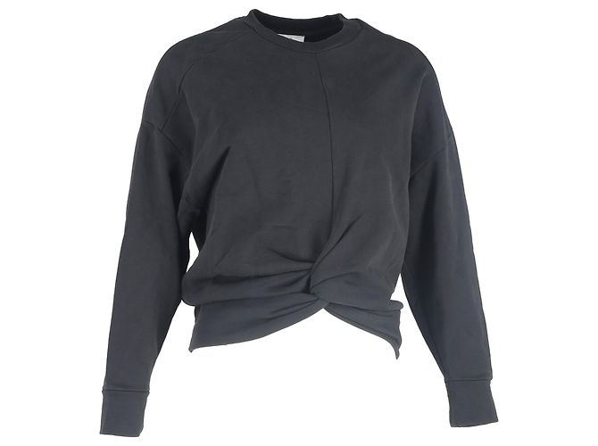 Iro Twisted Rundhals Pullover aus schwarzer Baumwolle 