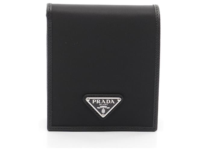 Prada Tessuto Saffiano Leather Bi-Fold Wallet Black Nylon  ref.1949371