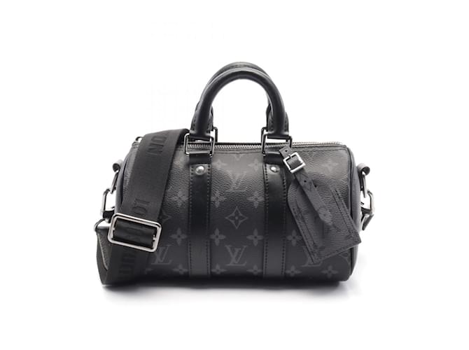 Louis Vuitton Keepall Bandouliere 25 Handbag Brown Black Leather Cloth  ref.1949497