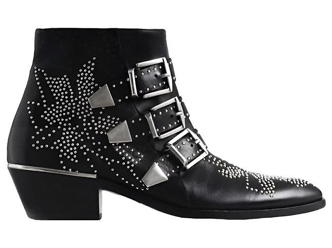 Chloé Black Leather Ankle Boots