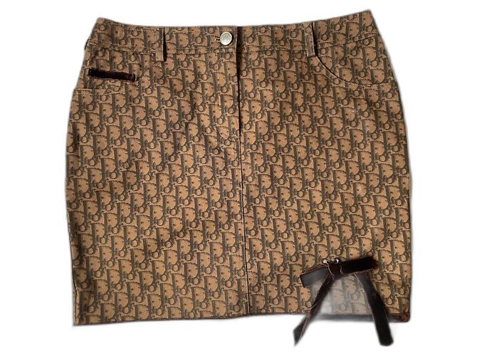 Dior Oblique Monogramm Minirock Braun Baumwolle