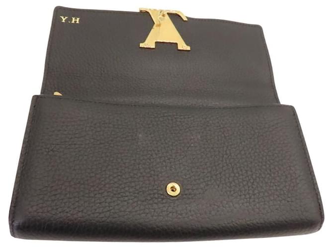 Louis Vuitton Capucines Wallet Black Leather  ref.1951544