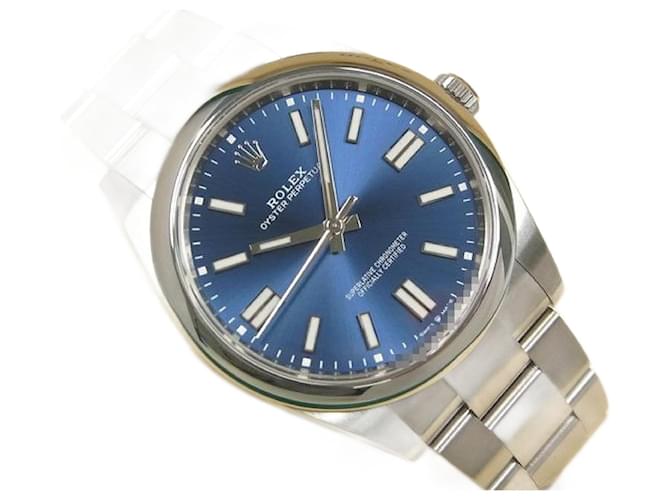 ROLEX Oyster PERPETUAL 41 blue 124300 Mens Silvery Steel  ref.1953379