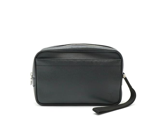 Louis Vuitton Taiga Karuga Clutch Handbag Black Grey Leather  ref.1953458