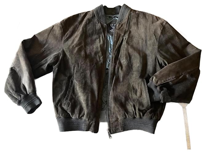 Autre Marque Kaki suede aviator jacket padded lining And You T. L-XL Khaki Deerskin  ref.1954143