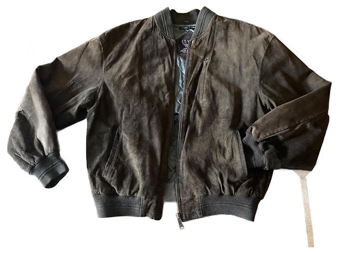 Autre Marque Giacca da aviatore in camoscio Kaki foderata in imbottito E Tu T. L-XL Cachi