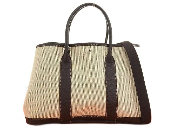 Hermès Bolsa de mão Hermes Garden 30 TPM Marrom Bege