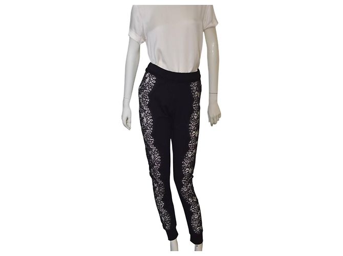 Calças de moletom Philipp Plein de algodão preto e renda