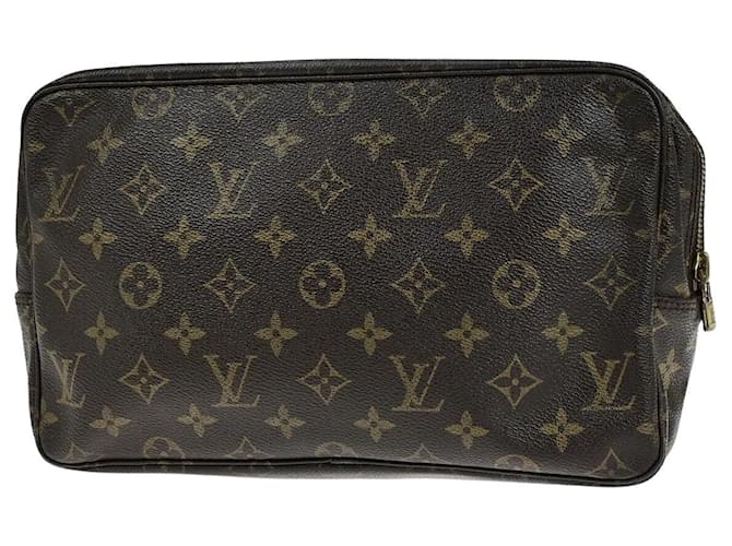 Trousse Toilette 28 Louis Vuitton Marrom Lona  ref.1955465