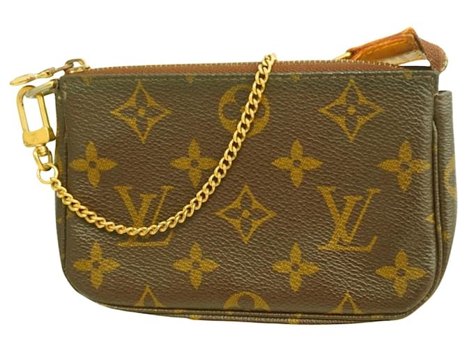Mini Pochette Acessórios Louis Vuitton Marrom Lona  ref.1955472
