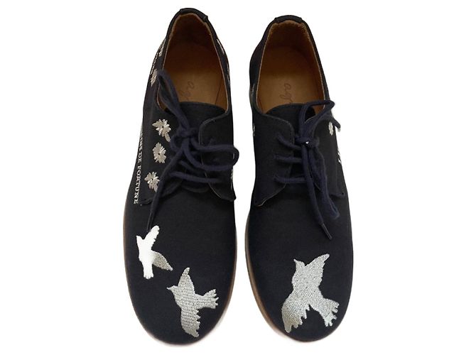 Scarpe Derby Agnès b. Blu Navy Pelle e Tela