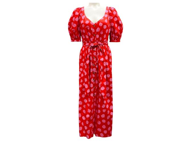 Autre Marque Borgo de Nor Ram Pam Pam Red Cotton Poplin Marian Dress  ref.1956534