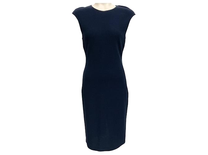 Autre Marque St. John Navy Blue Wool Classic Sleeveless Dress  ref.1956544