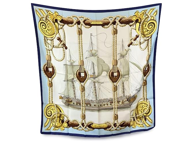 Hermès Hermes Vintage Blue Silk Scarf Nautical Tribord 1968 Julie Abadie Multiple colors  ref.1956809