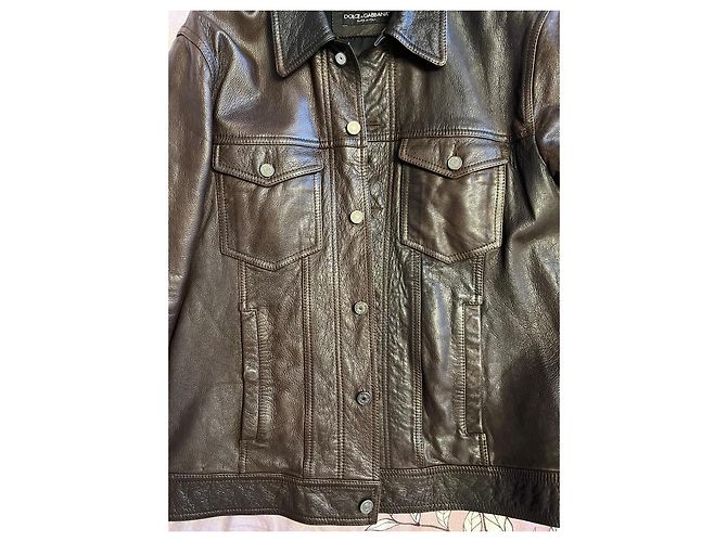 Dolce & Gabbana Lederjacke braun