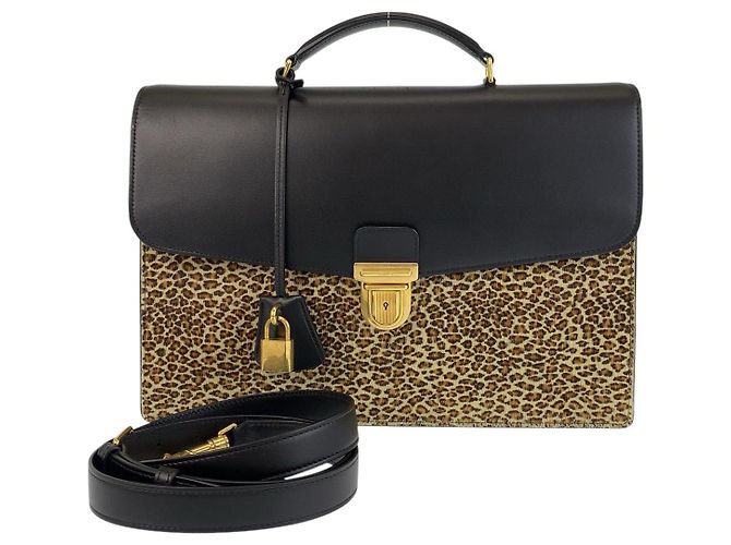 Céline Celine Leopard Leather Briefcase 2way