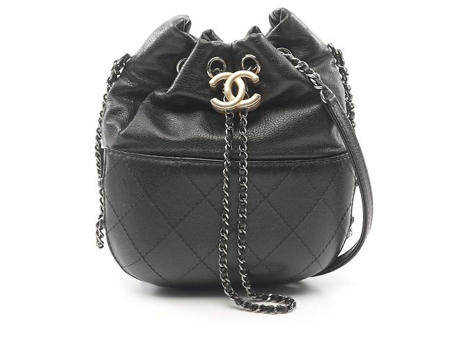 Chanel Gabrielle Leather Shoulder Bag A98787 Black