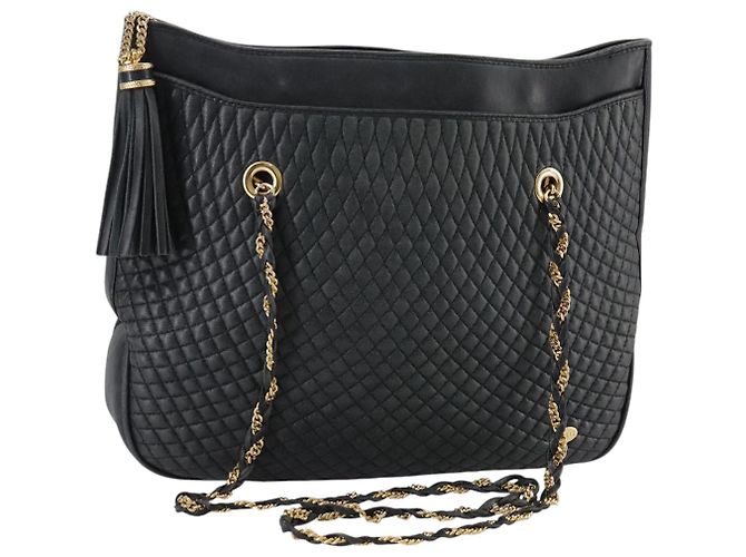Borsa Tote BALLY in pelle nera e oro Auth mr918 Nero D'oro