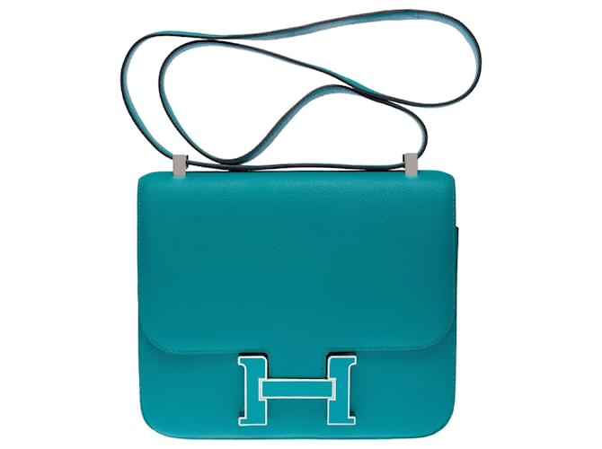 Hermès HERMES Constance Bag in Blue Leather - 102411  ref.1958372