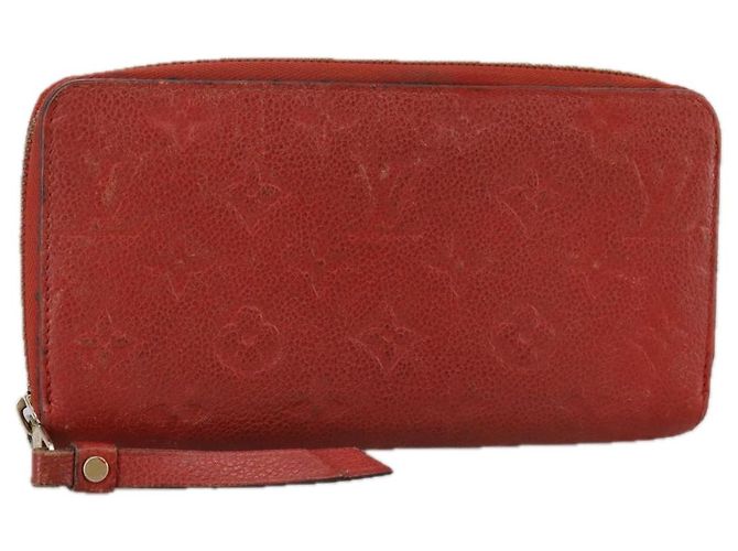 LOUIS VUITTON Monogram Empreinte Cartera Zippy Roja M60737 LV Auth bs21012