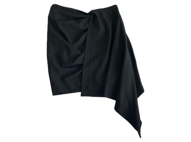 Cos Asymmetrischer Rock in Schwarz Wolle