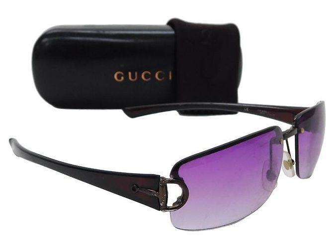 Occhiali da sole senza montatura con gradiente nero, viola e viola di Gucci Porpora