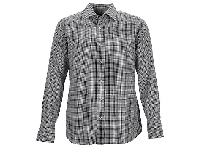 Camicia a quadri Tom Ford in cotone grigio