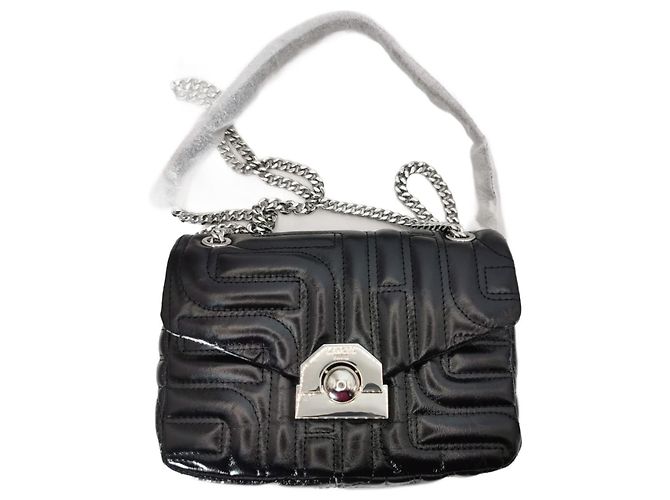 Bolsa Lancel Midnight Flap em couro preto matelassado Hardware prateado