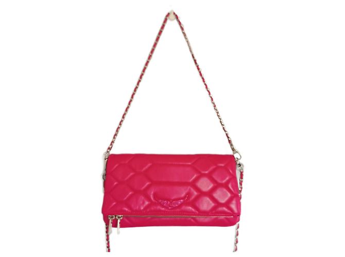 Bolsa Rocky XL Zadig & Voltaire em couro rosa acolchoado Hardware prateado