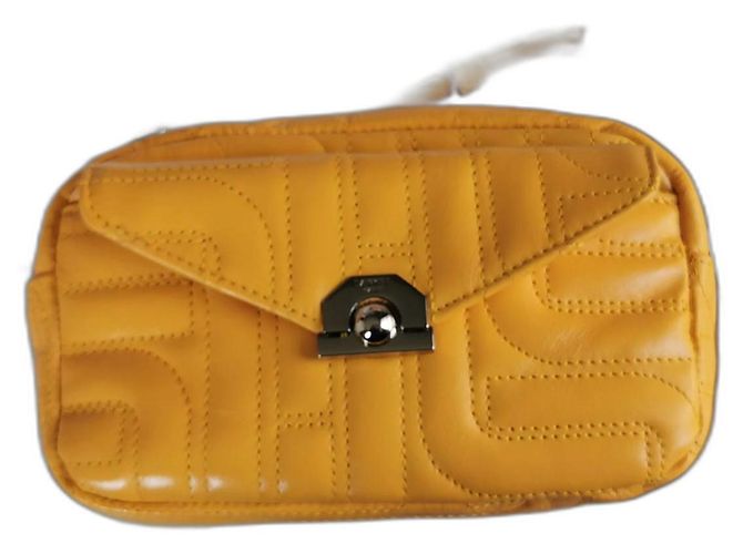 Bolsa câmera Lancel em couro matelassé amarelo