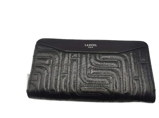Lancel black quilted leather wallet