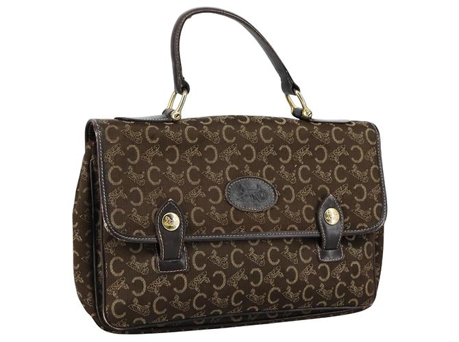 Céline Sac à main CELINE C Sulky en toile marron Auth 97779