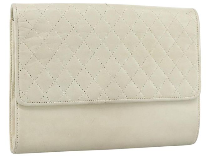 Borsa Clutch in pelle bianca SAINT LAURENT Auth bs21008 Bianco