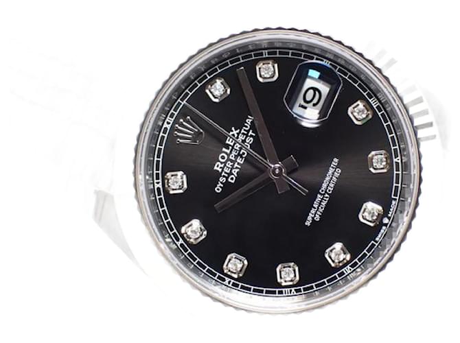 ROLEX Datejust41 black Dial 10P diamond 126334G '22 Mens Silvery Steel  ref.1959363