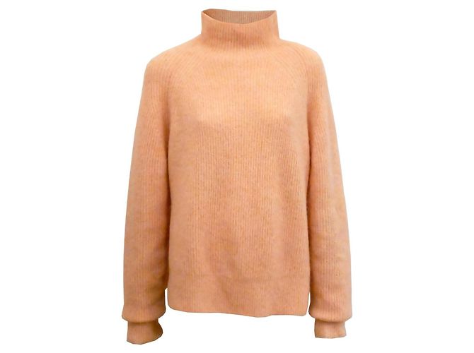 Oversized Pullover aus weichem Rippstrick von By Malene Birger in Lachsrosa Größe S