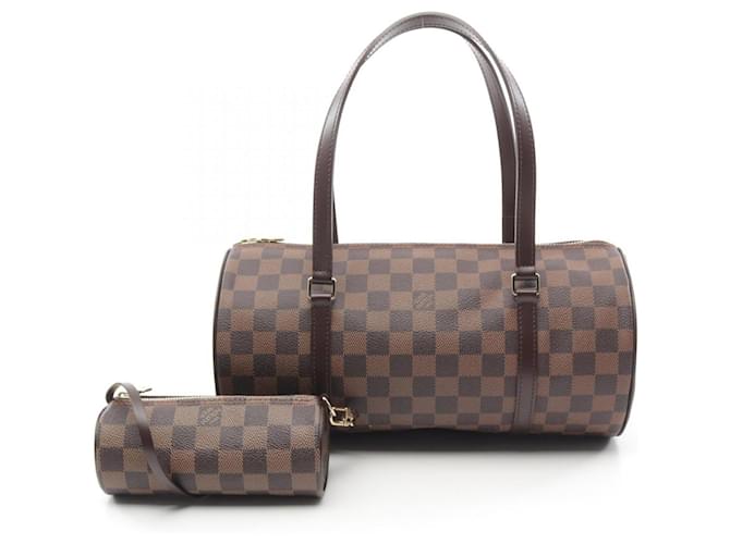 Bolsa Louis Vuitton Papillon 30 Marrom Damier ebene Couro Lona Plástico  ref.1959533