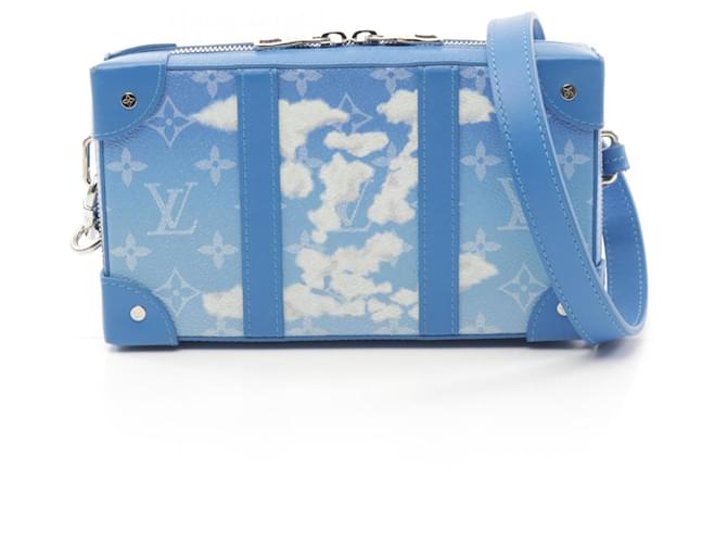 Louis Vuitton Soft Trunk Wallet Shoulder Bag Blue Leather Cloth  ref.1959543