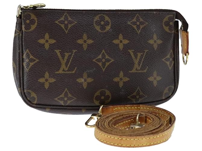 Mini Pochette Acessórios Louis Vuitton Marrom Lona  ref.1960403