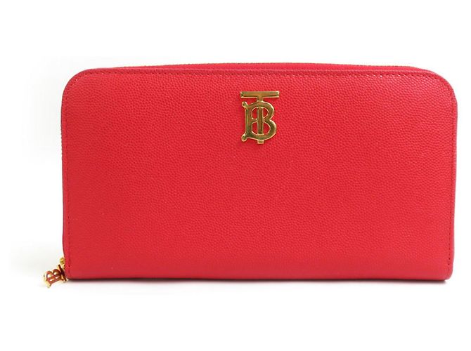 Cartera larga de cuero rojo Burberry Roja