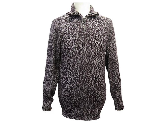 Hermès PULL HERMES WESTE TRUCKERKRAGEN MOULINE H427320HAFYLA GRÖSSE L 54 SWEAT Grau
