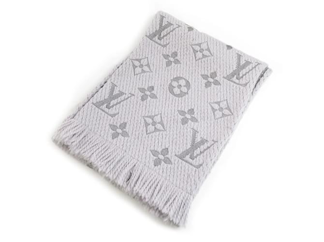 Louis Vuitton Wool Silk Stole in Gray and Purple Brown  ref.1960784