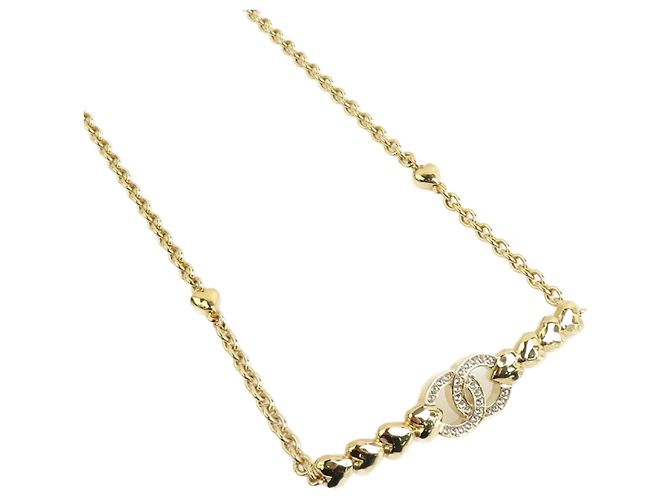 Colar de metal dourado e strass Chanel