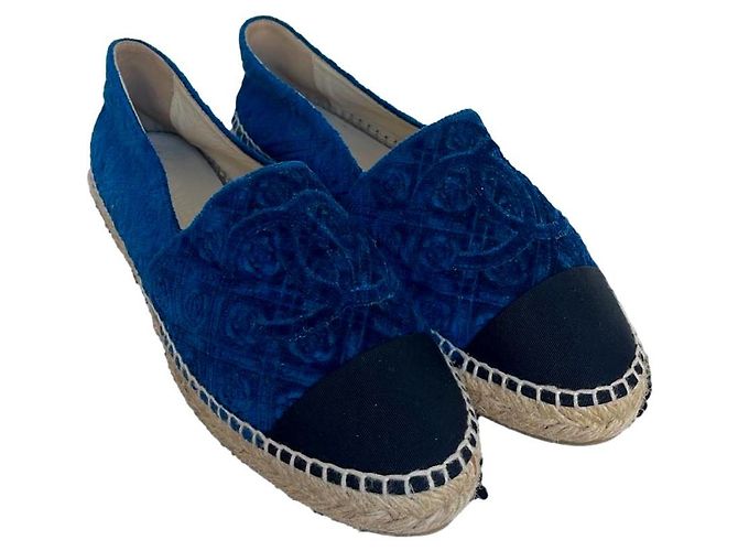 Chanel Espadrilles aus blauem Samt Größe 37